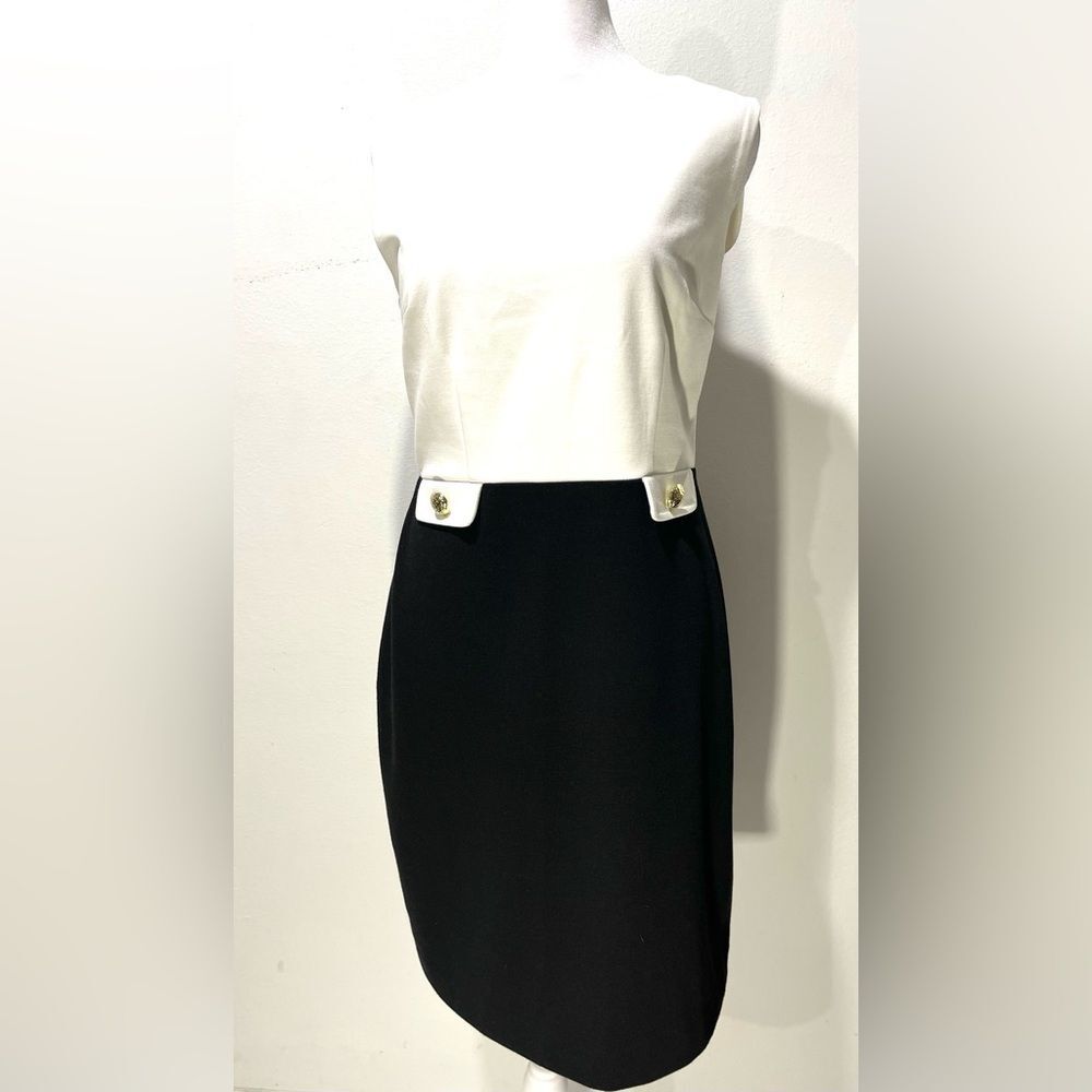 Ann Taylor dress color block preppy career business casual black white Women’s 4